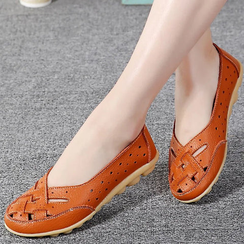 Flat Shoes Women Faux Leather Breathable Soft Loafers Casual Slip-On Comfortable Everyday Fashion