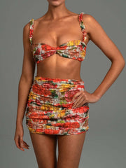 Women's Sexy Strapless Top & Skirt Two Piece Party Set
