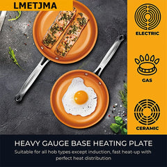 Nonstick Frying Pan 20 24 28cm Frying Pan with Ceramic Titanium Coating Round Copper Egg Stir Fry Pan Kitchen Cookware