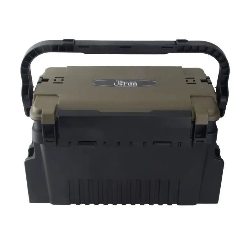 Black and brown storage box with 'JS Fun' branding on a white background