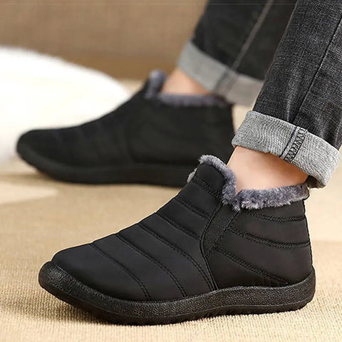 Winter Sneakers Women Short Ankle Fur-Lined Casual Slip-On Warm Comfortable Cold Weather Shoes