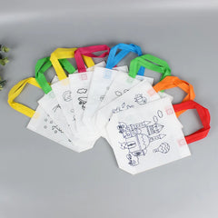 20pcs DIY Coloring Graffiti Bag with Coloring Markers Handmade Painting Non-Woven Bags for Children Arts Crafts Color Filling Drawing Toy Gift for Kids