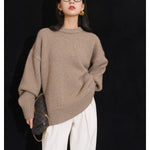 Women's European Round Neck Cashmere Sweater Loose Knit Base Pullover