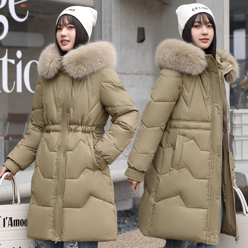 Hooded Drawstring Loose Casual Coat Women's Casual Winter Coat
