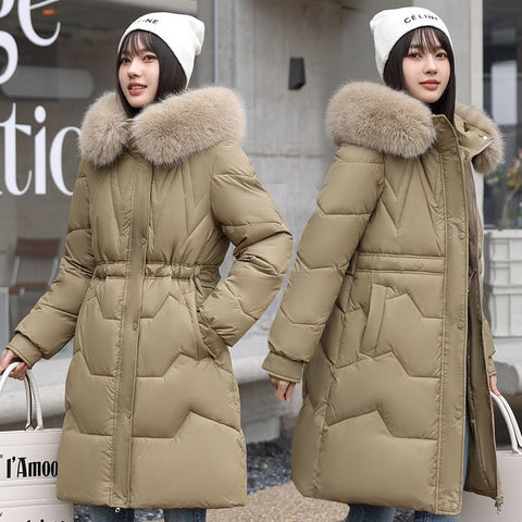 Hooded Drawstring Coat Women Loose Casual Warm Winter Outerwear Fashion Jacket