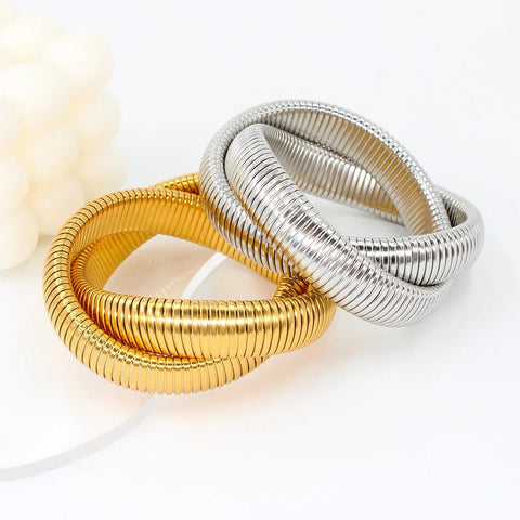 Stretch Bracelet Unisex Stainless Steel Winding Elastic Platinum Plated Fashion Jewelry Gift