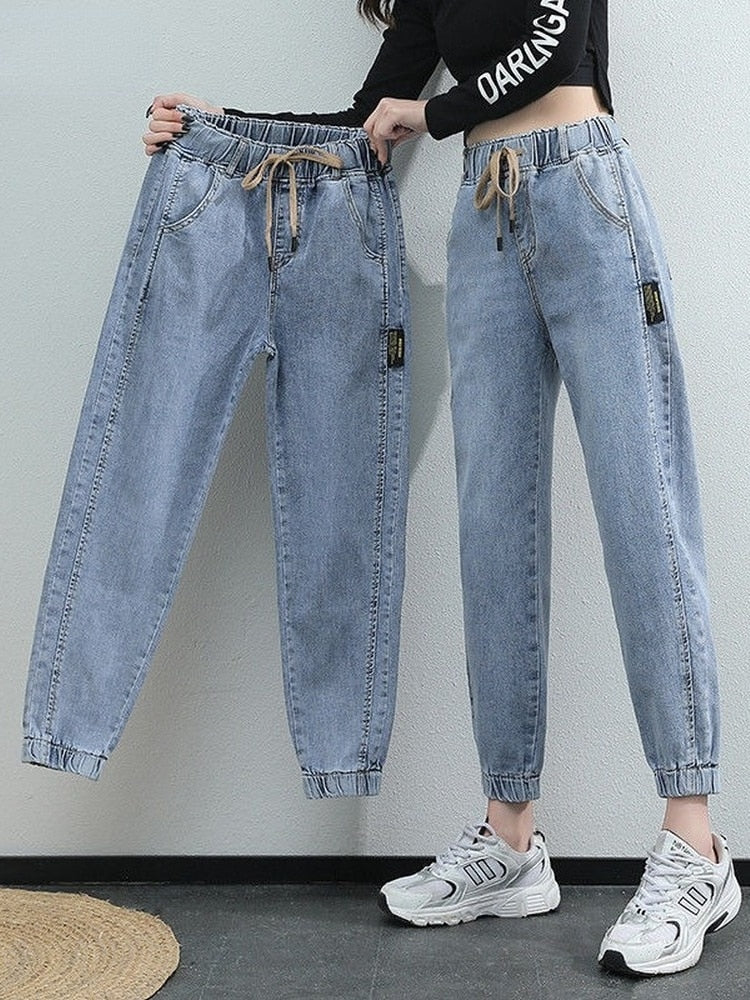 Women's Vintage High Waist Jeans Ankle Length Denim Pants Casual Stretch Jeans