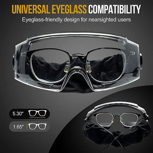 Universal Safety Goggles with Eyeglass Compatibility – Over-Prescription Anti-Fog Protective Eyewear for Nearsighted Users