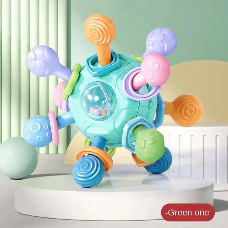 Baby Silicone Rotating Ball Teether Toy | Soft Grip Rattle & Soothing Teething Ring