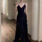 Elegant V-Neck Sequin Graduation Prom Maxi Dress Sexy Backless Split Bandage Runway Luxury Formal Evening Dress