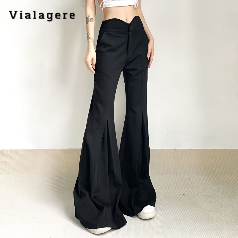 Women's Retro Casual Loose Flare Pants High Waist Flare Trousers Y2K