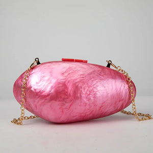 Pearl Acrylic Evening Bag New Fashion Luxury Mini Clutch Purse Women's w/ Chain Shoulder Crossbody Wedding Party Handbag