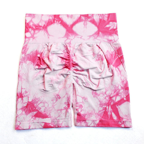 High Waist Tie Dye Yoga Shorts Women Seamless Push Up Fitness Workout Running Cycling Fashion