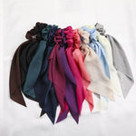 Satin Ribbon Hair Scrunchies Bow Elastic Hair Bands Hair Ties Ponytail Scarf