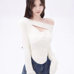 Sexy Knitted Sweater for Women Fashion Elegant Pullover Office Y2k Chic Crop Tops