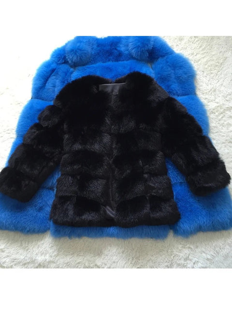 Faux Fox Fur Coat Women Luxury Long Thick Warm Fluffy Winter Jacket Outerwear Fashion