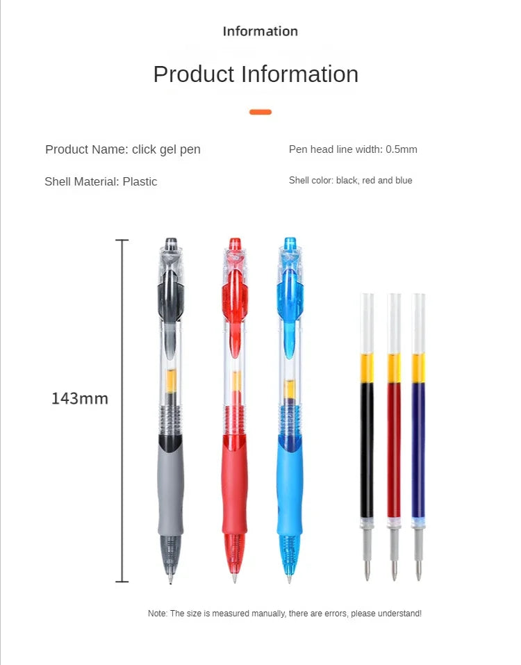 Lot Retractable Gel Ink Ballpoint Pen Set Black/Red/Blue Ink Ballpoint for Writing w/ Refills Office Accessories School Supplies Stationery