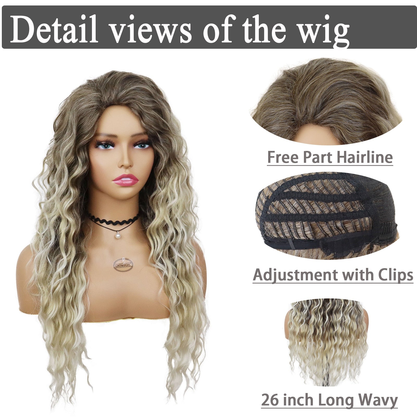 Women's Ash Blonde Wig Synthetic Long Wavy Curly 80's Wigs Fluffy Wave Synthetic Wigs for Costume Halloween