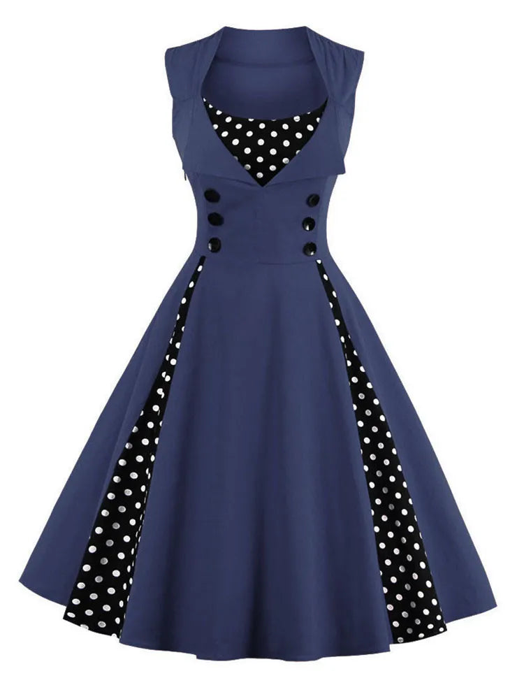 Plus Size Women's Retro Vintage Dress 50s 60s Rockabilly Style Party Midi Dresses