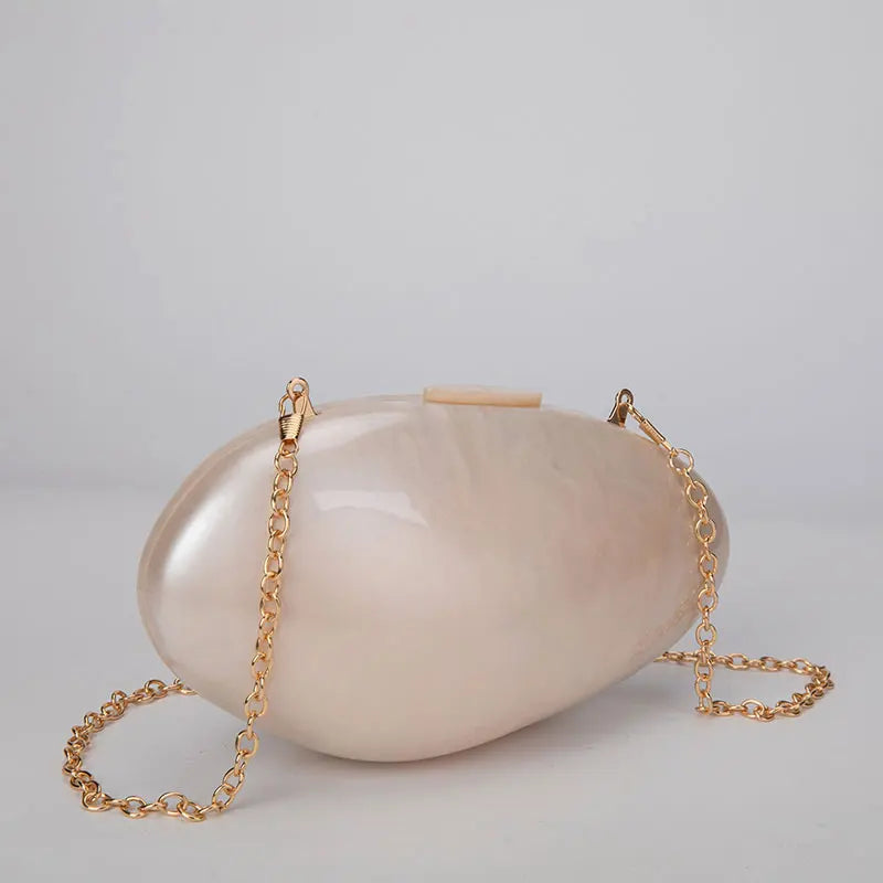 Pearl Acrylic Evening Bag New Fashion Luxury Mini Clutch Purse Women's w/ Chain Shoulder Crossbody Wedding Party Handbag