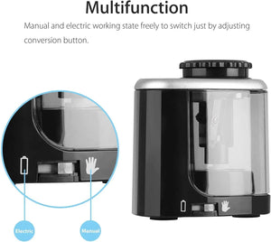 Multifunction Electric & Manual Pencil Sharpener Safe Helical Steel Blade Sharpener for Students