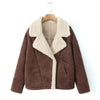Shearling Jacket Women Faux Lamb Wool Fur Lined Sherpa Collar Winter Warm Casual Coat Fuzzy Aviator
