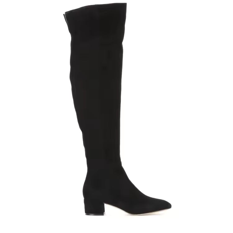 Black knee-high boot on a white background
