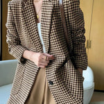 Women's Vintage Wool Blazer Jackets Boutique Fashion Chic Casual Jacket Outerwear Coat With Belt