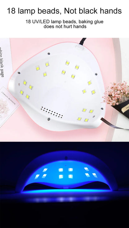 Nail Dryer Machine Portable  Nail Lamp USB Cable For Drying Curing Nails Varnish with 18-Piece Beads UV LED Lamp