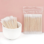 100/300 Pcs Disposable Ultra-Small Cotton Swab Brush Lint Free Micro Wood Makeup Brushes Eyelash Extension Glue Removing Tools