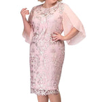 Elegant Plus Size Lace Embroidered Dress – Flowy Ruffles & Timeless Charm