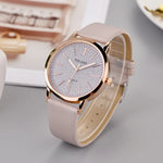 Women's Quartz Watch Large Round Face Luxury Fashion Brand with Leather Band Quartz Ladies Wristwatch
