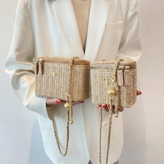 Straw Bucket Crossbody Bags