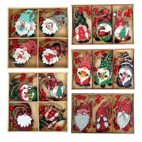 Christmas Wooden Gnome Ornaments Merry Xmas Tree Decoration Holiday Craft Supply Home Decor Gift