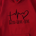 Women's "Faith Hope Love" Graphic Hoodie Casual Loose Streetwear Sweatshirt Autumn Fleece Hooded Hip Hop O-Neck Clothing Tops