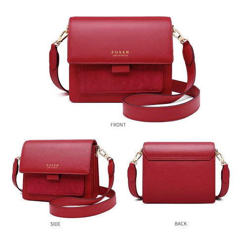 Cowhide Leather Crossbody Bag Women Split Suede Mini Purse Flap Elegant Casual Fashion Handbag