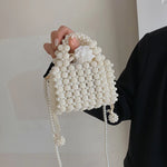 Fashion Retro Pearl Crossbody Bag Shoulder Bag Mini Versatile Hand Woven Beaded Handbag