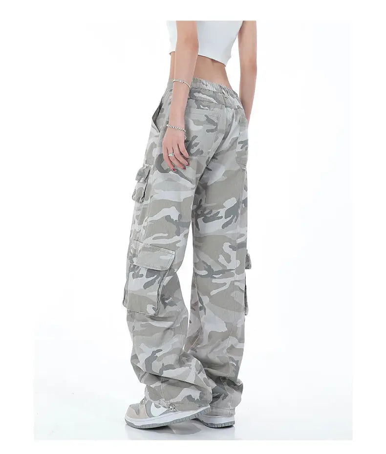 Women's Camouflage Cargo Pants Hip Hop Oversized Streetwear Spring Autumn Straight New Wide Leg High Street Fashion Casual Trousers