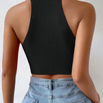 Sleeveless Knit Crop Top for Women Basic Solid Slim Fitted Halter Top Turtleneck Ribbed Vest Y2K High Neck Tops