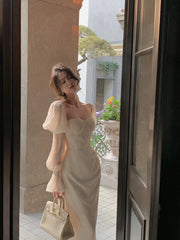model wearing midi dress