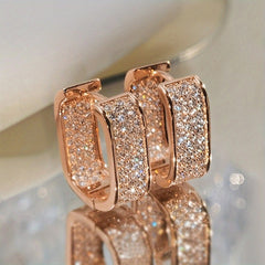 Women's Fashion Oval Cut Earrings Silver/Gold Fine Cubic Zirconia Stud Earrings