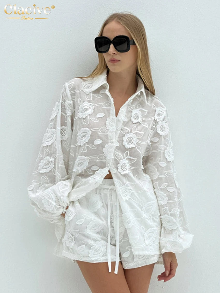 Blouse and Shorts Set white