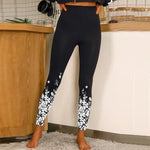 Women's High Waist Skinny Stretchy Pencil Pants Sports Fashion Floral Print Leggings