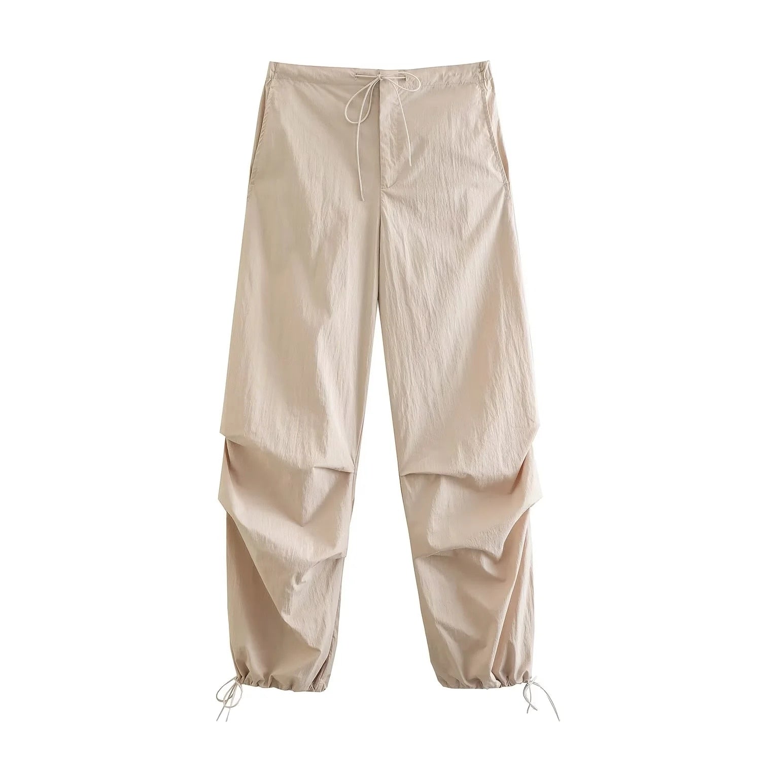 Women's Vintage Parachute Pants Chic Drawstring Trousers
