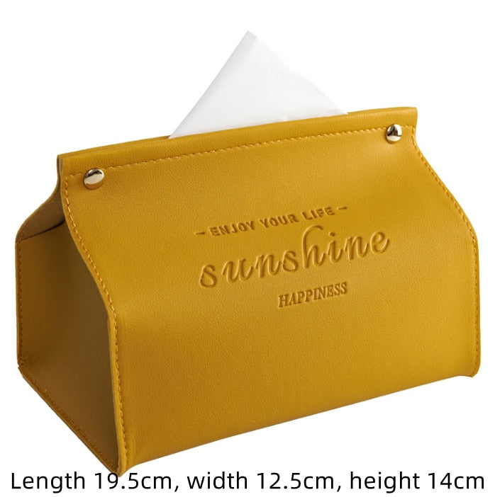 Faux Leather Car Tissue Box Cover Tissue Box Holder Organizer for Car, Bathroom, Kitchen and Office Room Decor