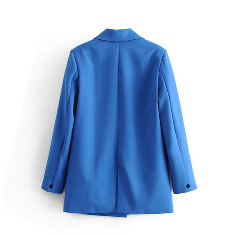 Double Breasted Blazer Women Chic Vintage Stylish Office Elegant Casual Fashion Jacket