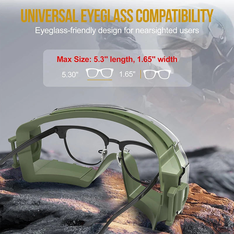 Universal Safety Goggles with Eyeglass Compatibility – Over-Prescription Anti-Fog Protective Eyewear for Nearsighted Users