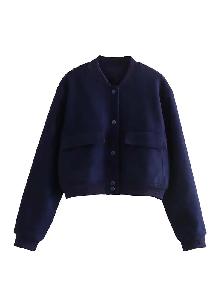 Women's Bomber Jacket With Pockets Spring Fall Casual Vintage Short Jackets