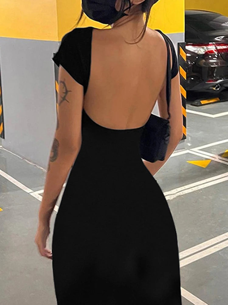 Backless Maxi black dress