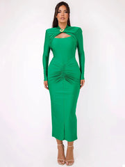 Long-Sleeve Maxi Dress green